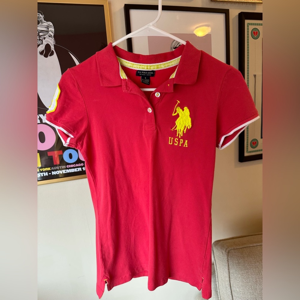USPA U.S. POLO ASSN sporty preppy short sleeve collared polo top women’s